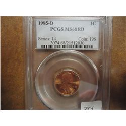 1985-D LINCOLN CENT PCGS MS68RD