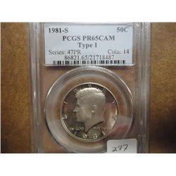 1981-S TYPE I KENNEDY HALF DOLLAR PCGS PR65 CAM