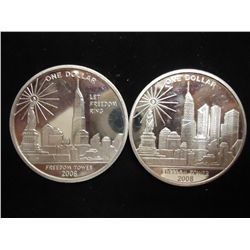 2006 & 2008 COOK ISLANDS $1 FREEDOM TOWER