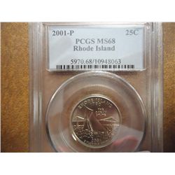 2001-P RHODE ISLAND QUARTER PCGS MS68