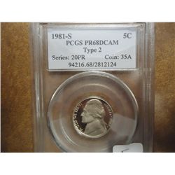 1981-S TYPE II JEFFERSON NICKEL PCGS PR68 DCAM