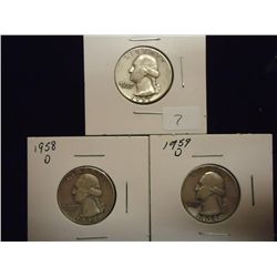 1957,58-D & 59-D WASHINGTON SILVER QUARTERS