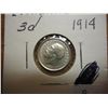 Image 1 : 1914 GREAT BRITAIN SILVER 3 PENCE CLEANED