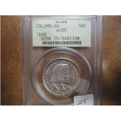 1892 COLUMBIAN EXPOSITION HALF DOLLAR PCGS AU55