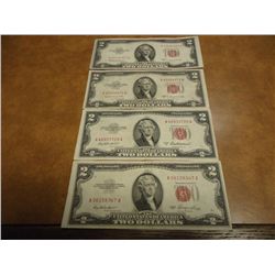 1953,53-A,53-B AND 53-C $2 RED SEAL US NOTES