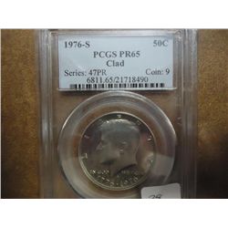 1976-S KENNEDY HALF DOLLAR PCGS PR65