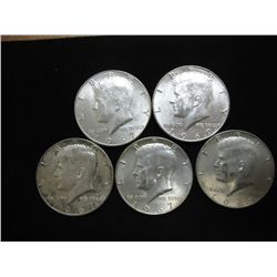 5 ASSORTED 40% SILVER KENNEDY HALF DOLLARS