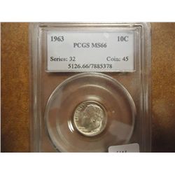 1963 SILVER ROOSEVELT DIME PCGS MS66