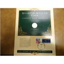 1916-D BARBER QUARTER (FINE) & STAMP SET AS SHOWN