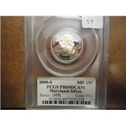 2000-S SILVER MARYLAND QUARTER PCGS PR69 DCAM