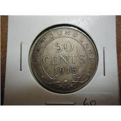 1918 NEWFOUNDLAND SILVER 50 CENTS