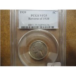 1939 REV. OF 1938 JEFFERSON NICKEL PCGS VF 25