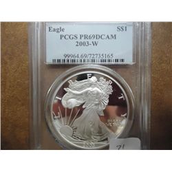 2003-W AMERICAN SILVER EAGLE PCGS PR69 DCAM
