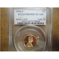 1996-S LINCOLN CENT PCGS PR69RD DCAM
