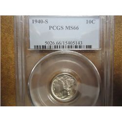 1940-S MERCURY DIME PCGS MS66