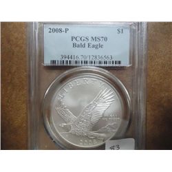 2008-P BALD EAGLE SILVER DOLLAR PCGS MS70