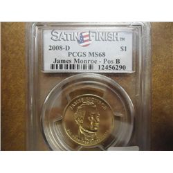 2008-D MONROE DOLLAR PCGS MS68 POS. B