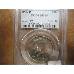 1996-D KENNEDY HALF DOLLAR PCGS MS66