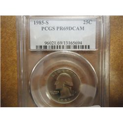 1985-S WASHINGTON QUARTER PCGS PR69 DCAM