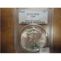1986 AMERICAN SILVER EAGLE PCGS MS68