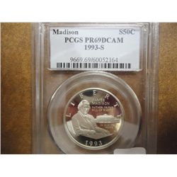 1993-S MADISON SILVER HALF PCGS PR69 DCAM