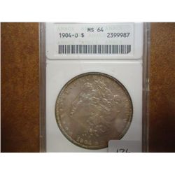 1904-O MORGAN SILVER DOLLAR ANACS MS64