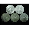 Image 2 : 5 ASSORTED 40% SILVER KENNEDY HALF DOLLARS