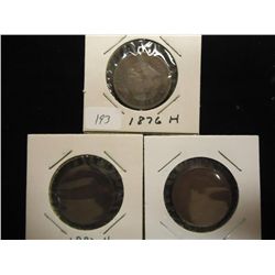 1876-H,82-H & 1916 CANADA LARGE CENTS