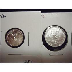 2 MEXICO SILVER LIBERTADS UNC 2013 1/10 OZ. &