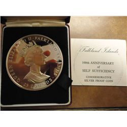 1985 FALKLAND ISLANDS $25 SILVER PF COIN