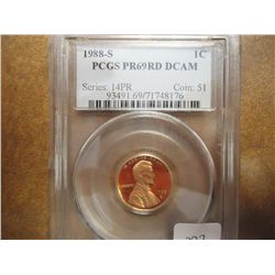 1988-S LINCOLN CENT PCGS PR69RD DCAM