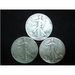 1942,43 & 44 WALKING LIBERTY HALF DOLLARS