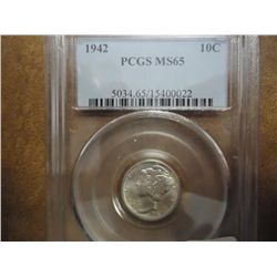 1942 MERCURY DIME PCGS MS65