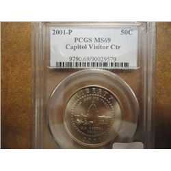 2001-P CAPITOL VISITORS CENTER HALF $ PCGS MS69