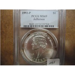 1993-P JEFFERSON COMMEMORATIVE SILVER DOLLAR