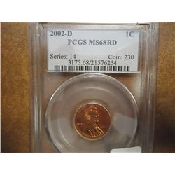 2002-D LINCOLN CENT PCGS MS68RD