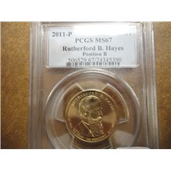 2011-P HAYES DOLLAR PCGS MS67 POS. B