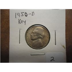 1950-D JEFFERSON NICKEL KEY DATE
