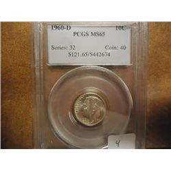 1960-D SILVER ROOSEVELT DIME PCGS MS65