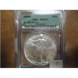 1994 AMERICAN SILVER EAGLE ICG MS69
