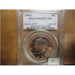 1989-S KENNEDY HALF DOLLAR PCGS PR69 DCAM