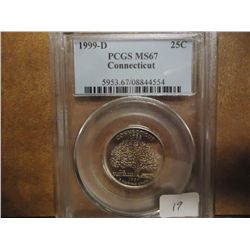 1999-D CONNECTICUT QUARTER PCGS MS67