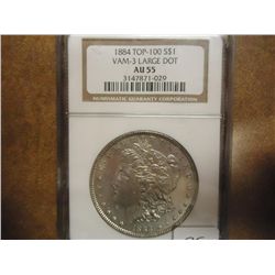 1884 TOP 100 MORGAN SILVER DOLLAR VAM-3 LARGE DOT