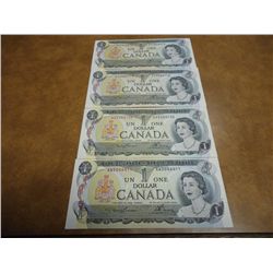 4-1973 CANADA $1 BILLS CRISP UNC SERIAL # PREFIXES