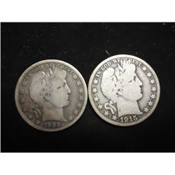 1902-S & 1915-S BARBER HALF DOLLARS