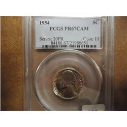 1954 JEFFERSON NICKEL PCGS PR67 CAM