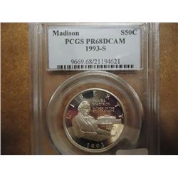 1993-S MADISON SILVER HALF PCGS PR68 DCAM