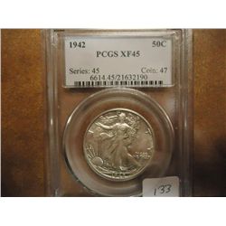 1942 WALKING LIBERTY HALF DOLLAR PCGS XF45