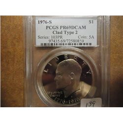 1976-S TYPE II IKE DOLLAR PCGS PR69 DCAM