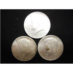 3-1964 90% SILVER KENNEDY HALF DOLLARS